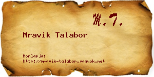 Mravik Talabor névjegykártya